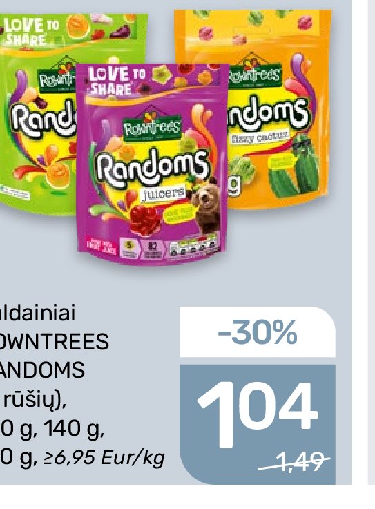 Saldainiai ROWNTREES RANDOMS (3 rūšių), 130 g