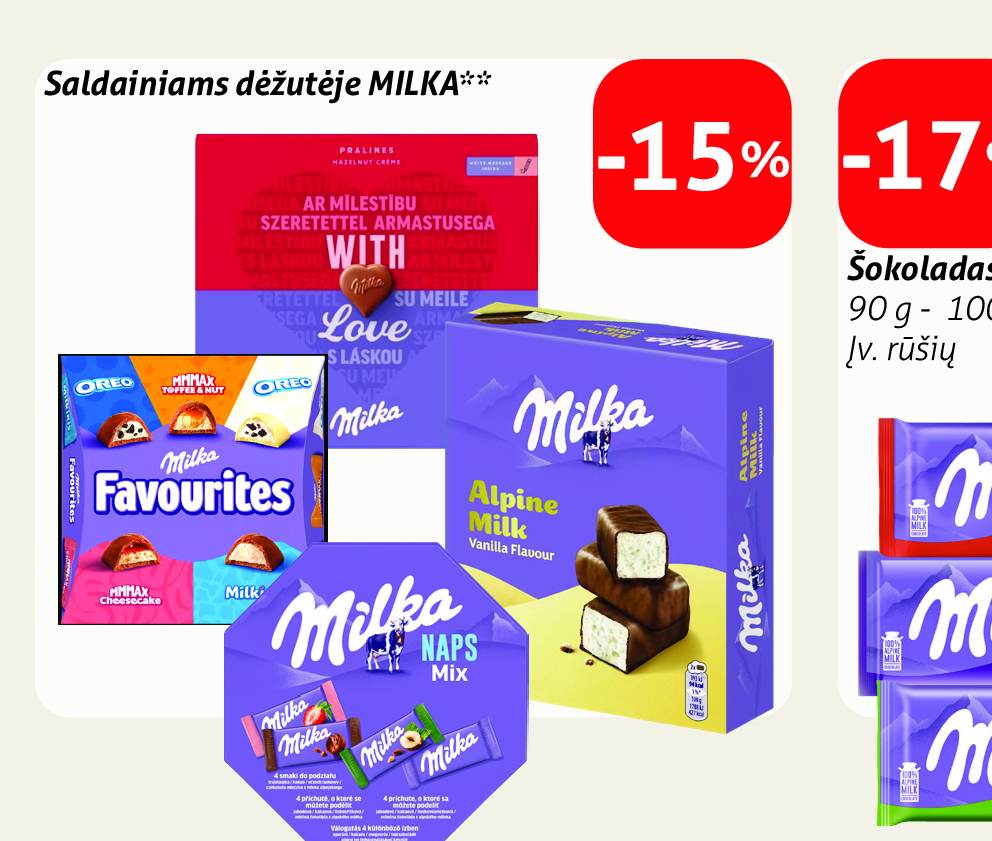 Saldainiams dėžutėje MILKA