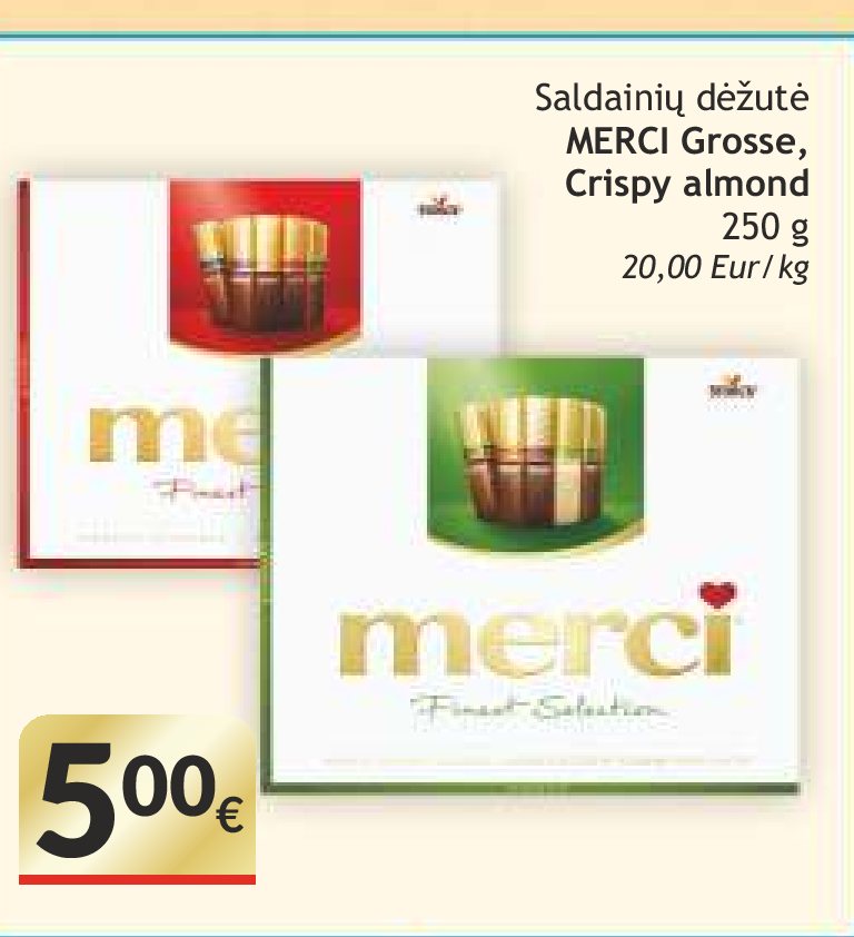 Saldainių dėžutė MERCI Grosse, Crispy almond, 250 g