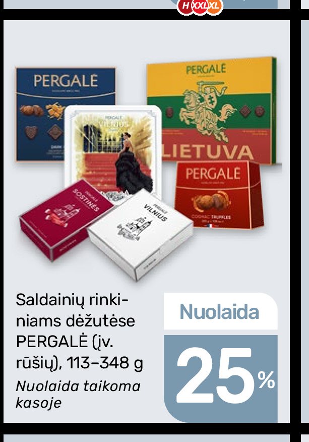 Saldainių rinkiniams dėžutėse PERGALĖ, 348 g