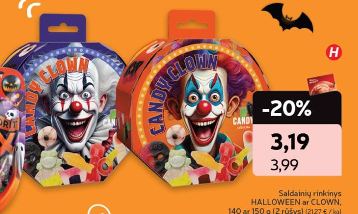 Saldainių rinkinys HALLOWEEN ar CLOWN, 150 g