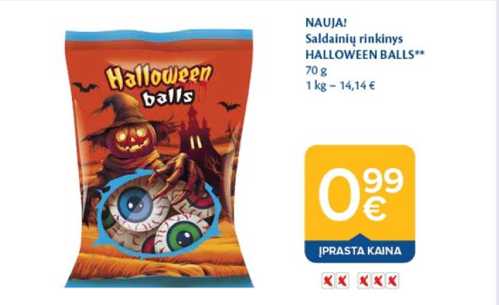Saldainių rinkinys HALLOWEEN BALLS, 70 g