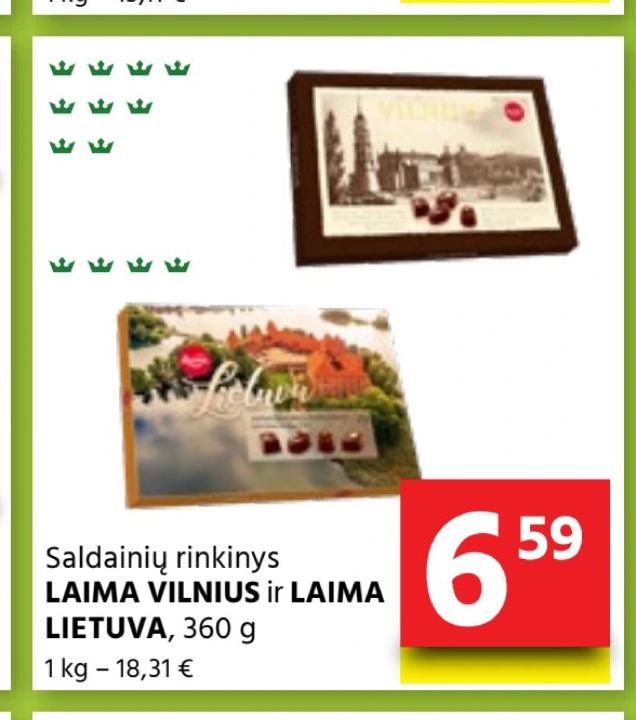 Saldainių rinkinys LAIMA VILNIUS ir LAIMA LIETUVA, 360 g