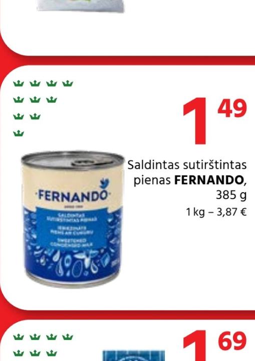 Saldintas sutirštintas pienas FERNANDO, 385 g