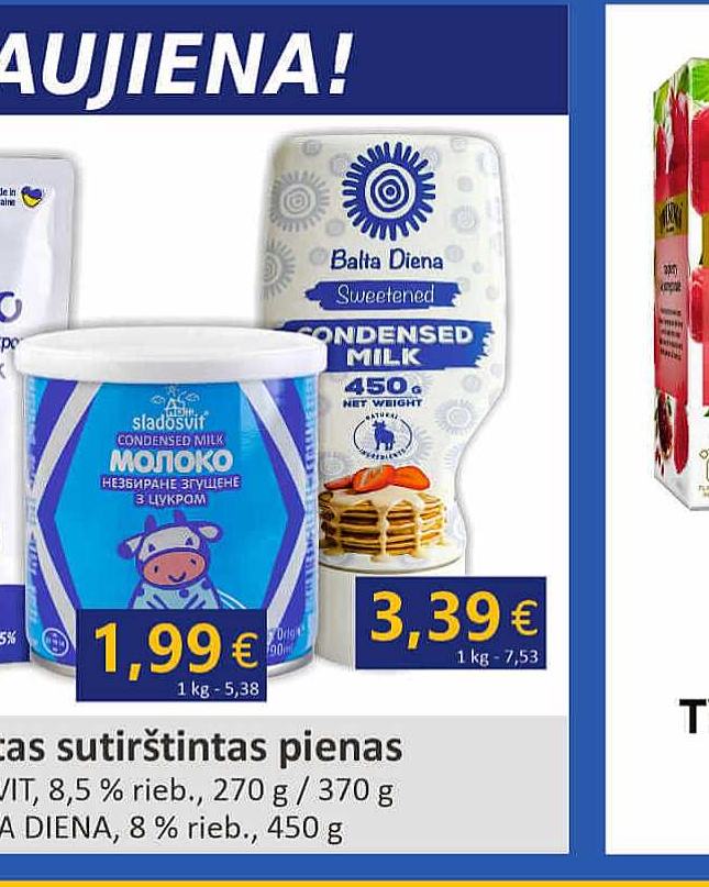Saldintas sutirštintas pienas SLADOSVIT, 370 g
