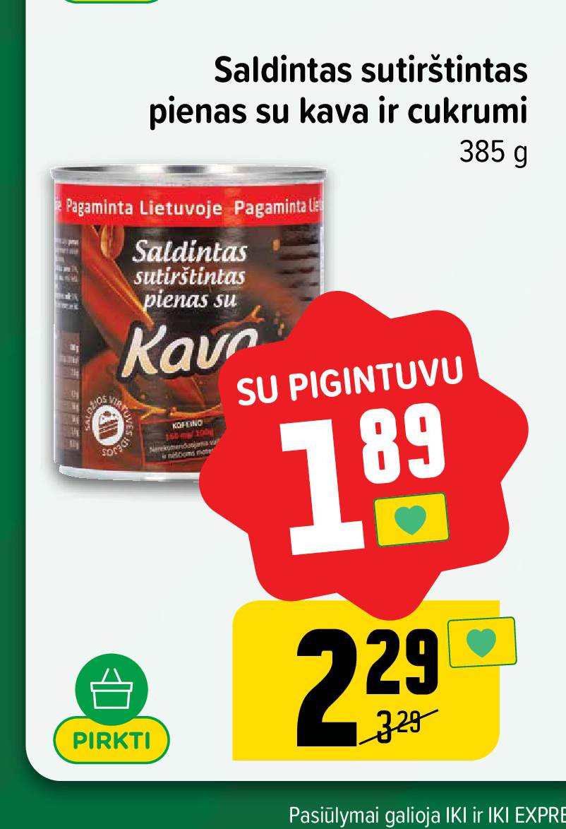 Saldintas sutirštintas pienas su kava ir cukrumi, 385 g