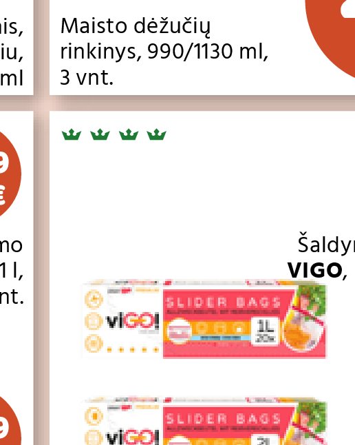 Šaldymo maišeliai VIGO, užtraukiami, 1 l