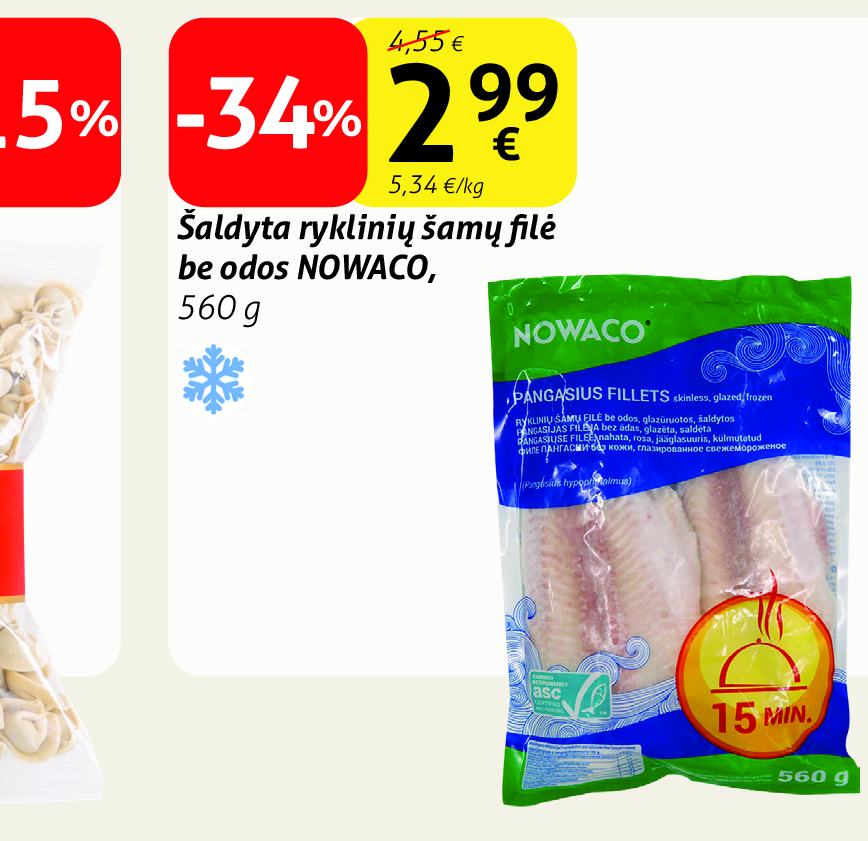Šaldyta ryklinio šamų filė be odos NOWACO, 560 g