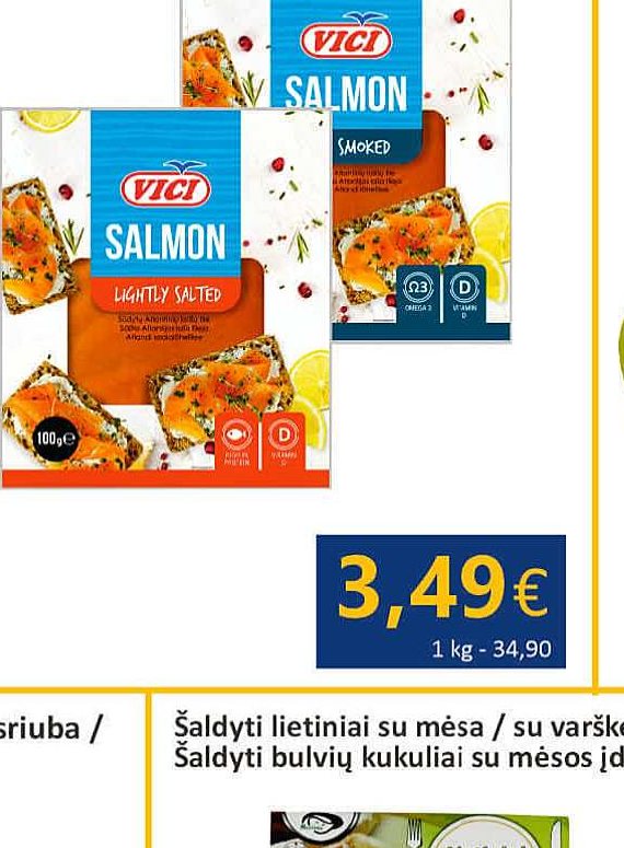 Šaldyta / šaltai rūkyta lašišų filė VIČI, 100 g