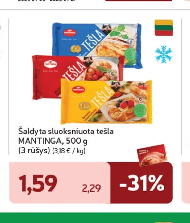 Šaldyta sluoksniuota tešla MANTINGA, 500 g