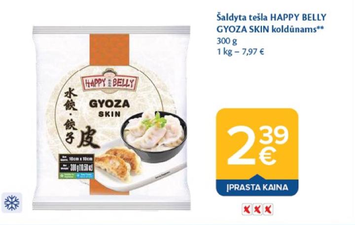 Šaldyta tešla HAPPY BELLY GYOZA SKIN koldūnams, 300 g