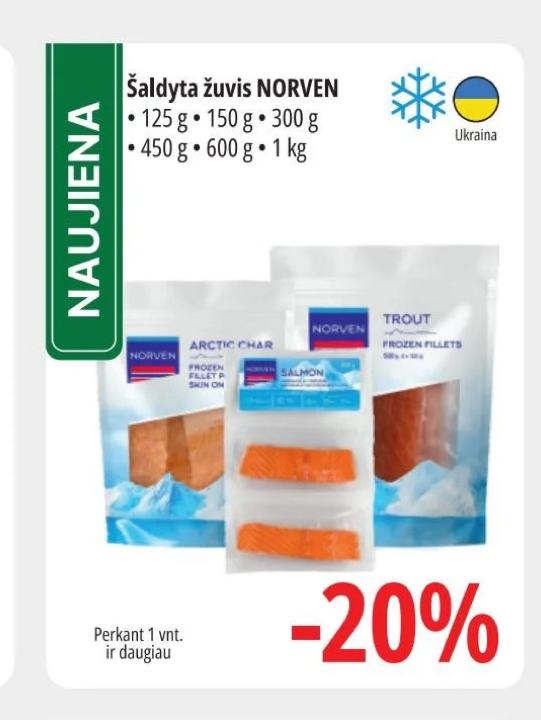 Šaldyta žuvis NORVEN, 125 g