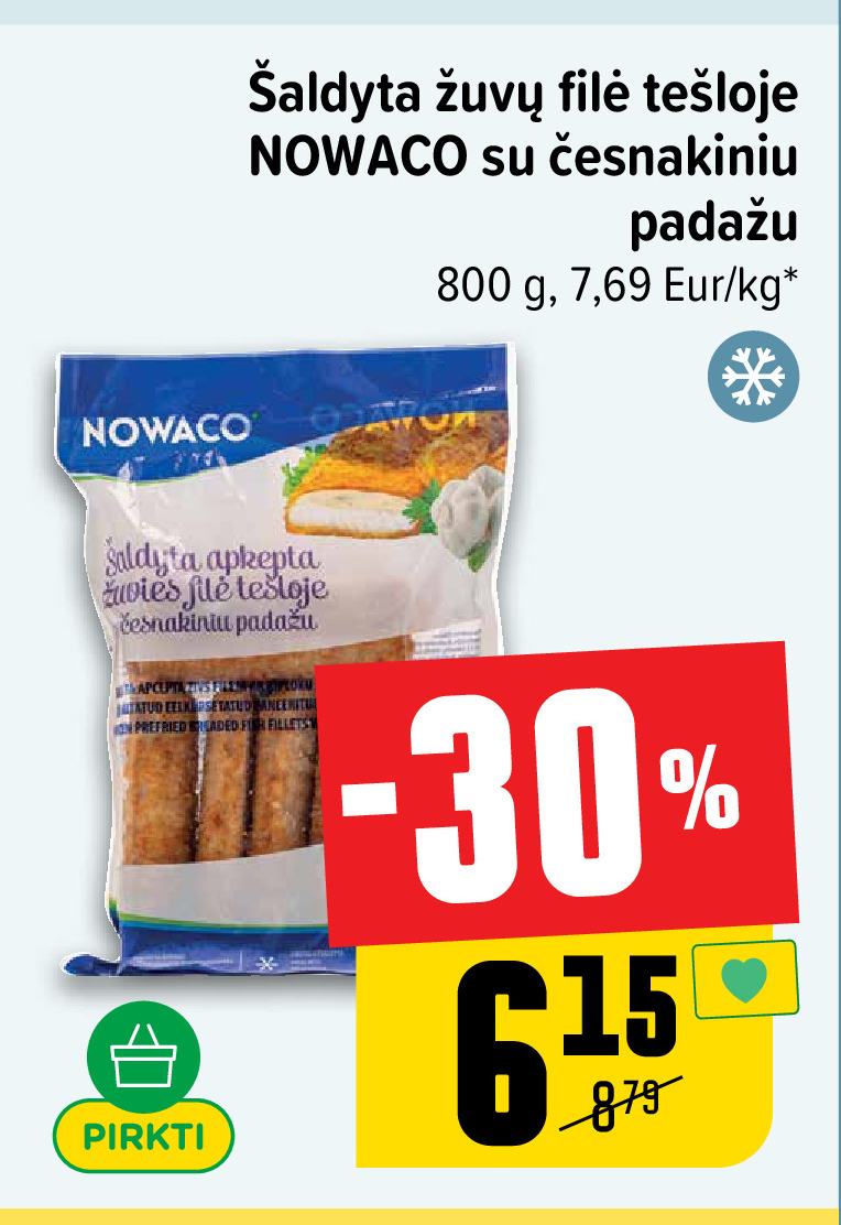 Šaldyta žuvų filė tešloje NOWACO su česnakiniu padažu, 800 g
