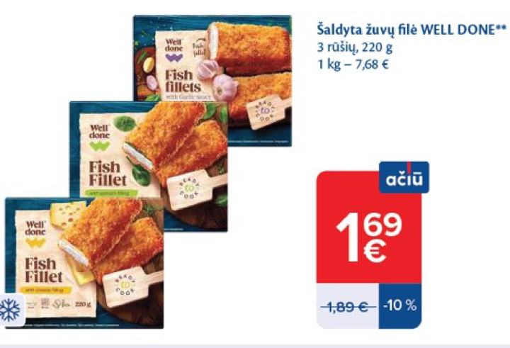 Šaldyta žuvų filė WELL DONE, 220 g