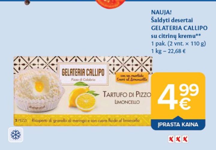 Šaldyti desertai GELATERIA CALLIPO, 110 g