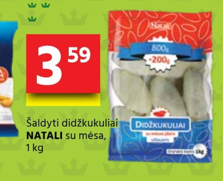Šaldyti didžkukuliai NATALI su mėsa, 1 kg