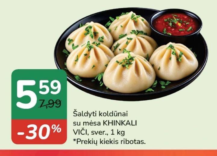 Šaldyti koldūnai su mėsa KHINKALI VIČI, 1 kg