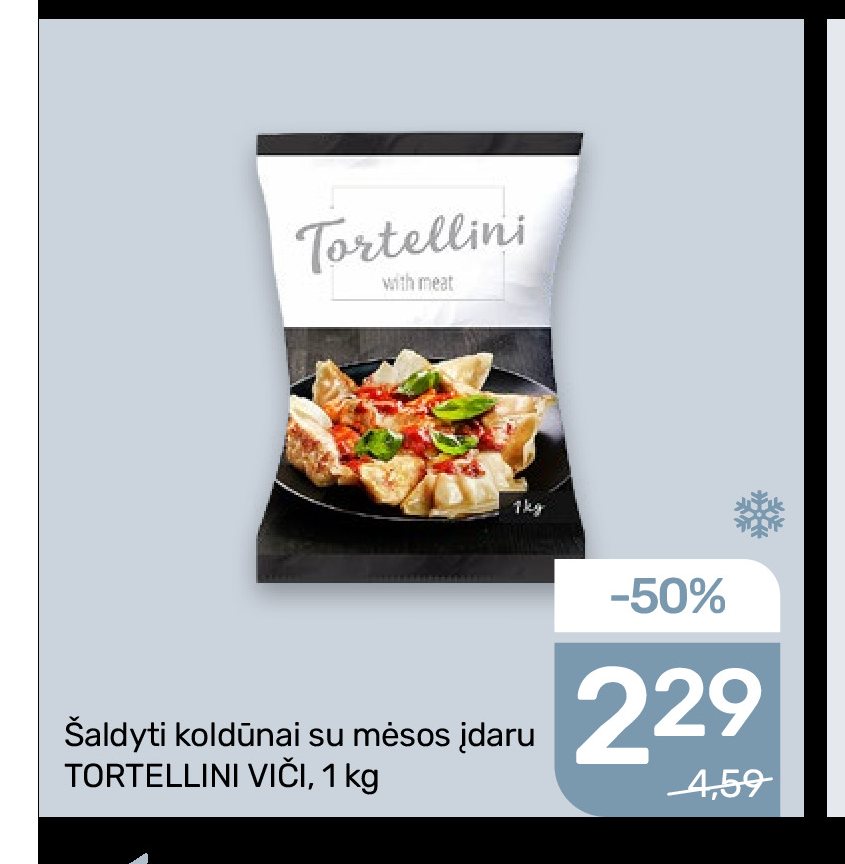 Šaldyti koldūnai su mėsos įdaru TORTELLINI VIČI, 1 kg