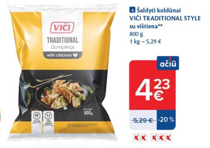 Šaldyti koldūnai VIČI TRADITIONAL STYLE su vištiena, 800 g