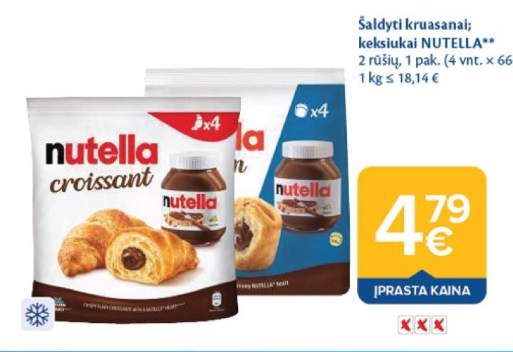 Šaldyti kruasanai; keksiukai NUTELLA, 85 g
