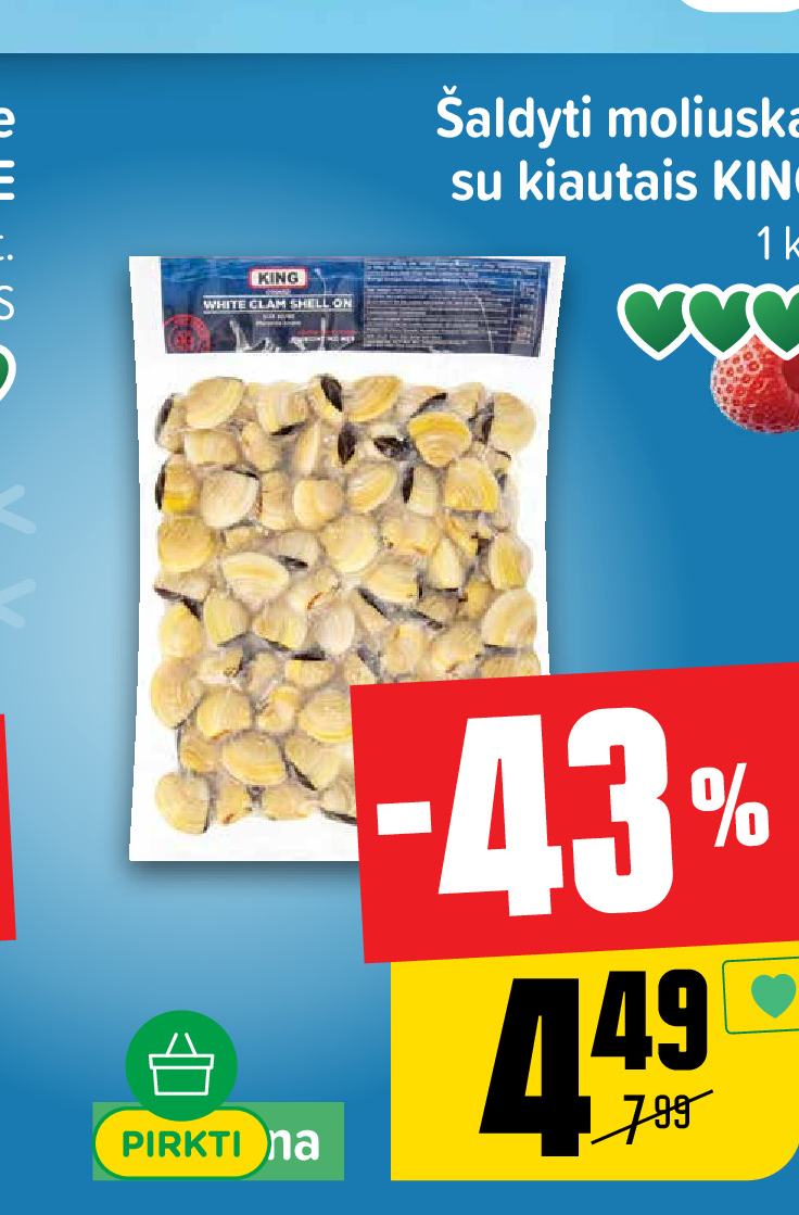 Šaldyti moliuskai su kiautais KING, 1 kg