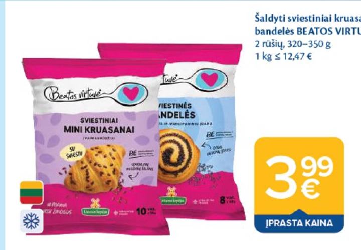 Šaldyti sviestiniai kruasanai; bandelės BEATOS VIRTUVĖ, 350 g