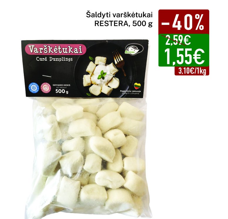 Šaldyti varškėtukai RESTERA, 500 g