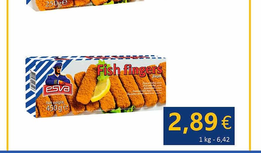 Šaldyti žuvies piršteliai ESVA (didesnė pakuotė), 450 g