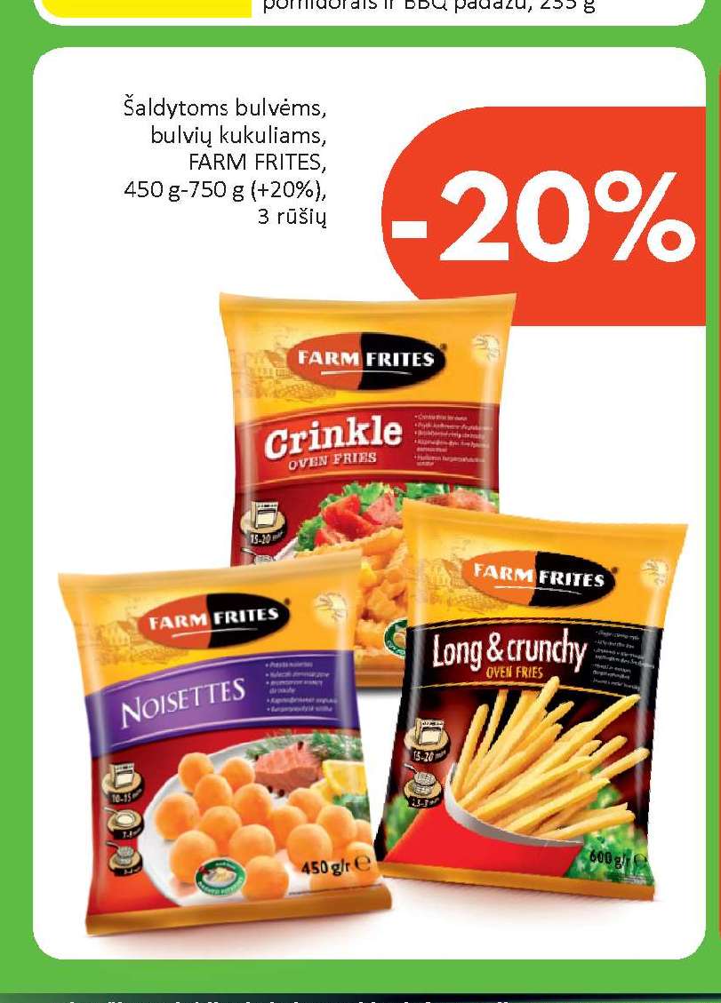 Šaldytoms bulvėms, bulvių kukuliams, FARM FRITES, 450 g-750 g
