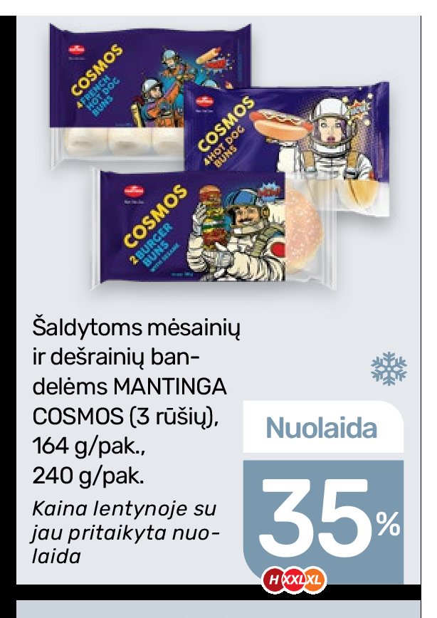 Šaldytoms mėsainių ir dešrainių bandelėms COSMOS, 164 g