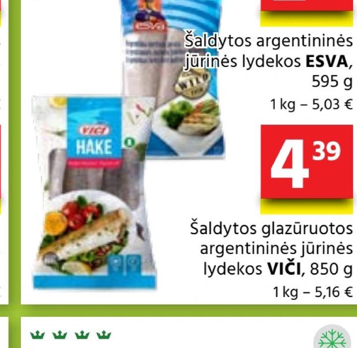 Šaldytos argentininės jūrinės lydekos ESVA, 595 g