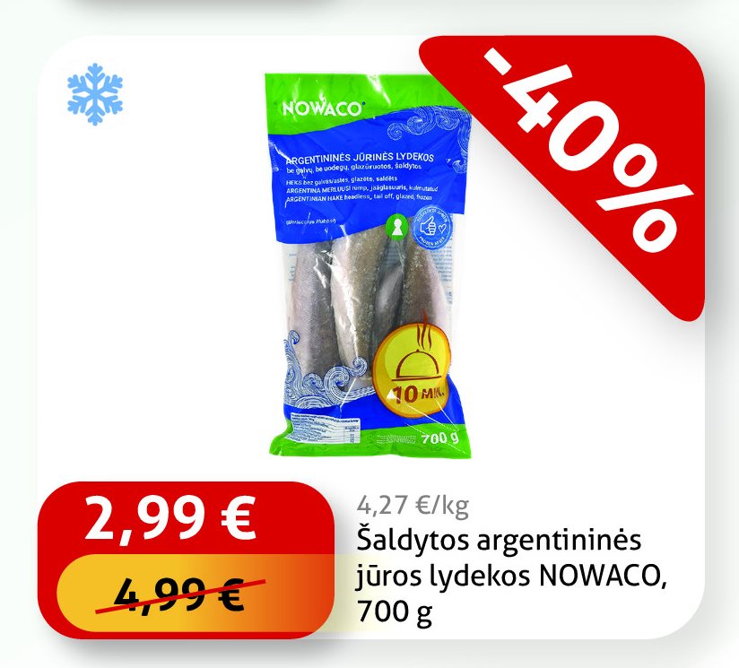 Šaldytos argentininės jūros lydekos NOWACO, 700 g