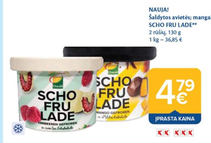 Šaldytos avietės; mangai SCHO FRU LADE, 130 g