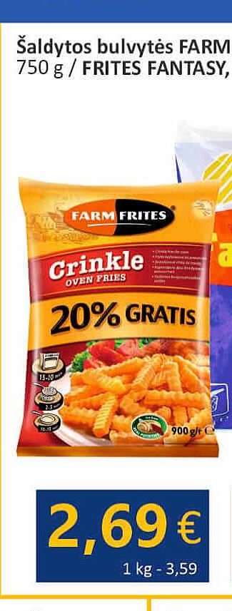 Šaldytos bulvytės FARM FRITES CRINKLE, 750 g