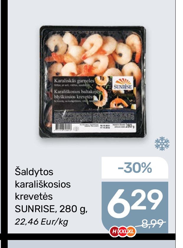 Šaldytos karališkosios krevetės SUNRISE, 280 g