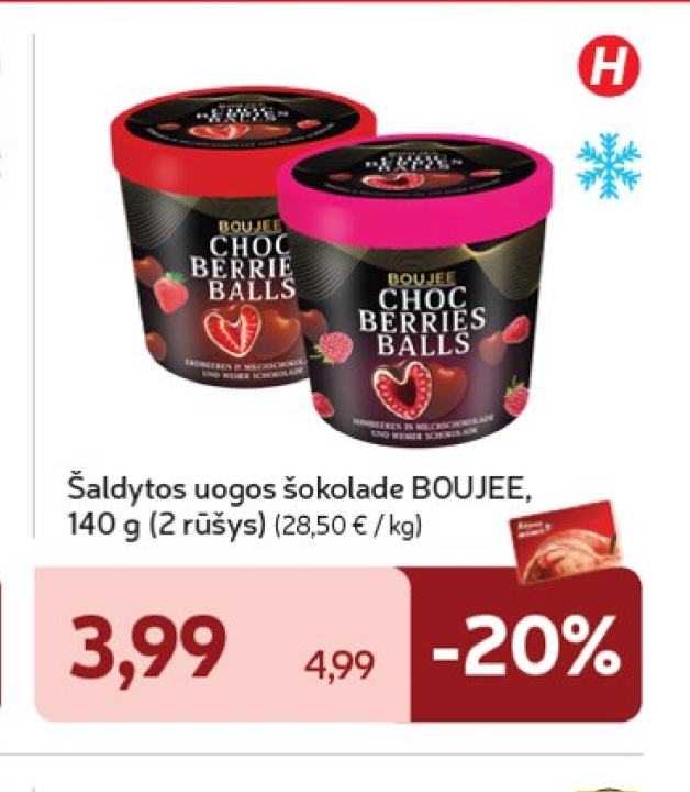 Šaldytos uogos šokolade BOUJEE, 140 g