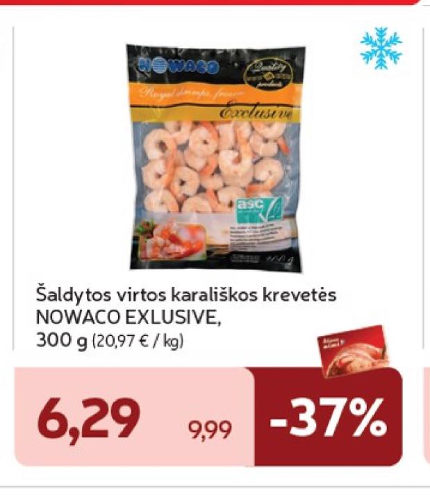 Šaldytos virtos karališkos krevetės NOWACO EXLUSIVE, 300 g