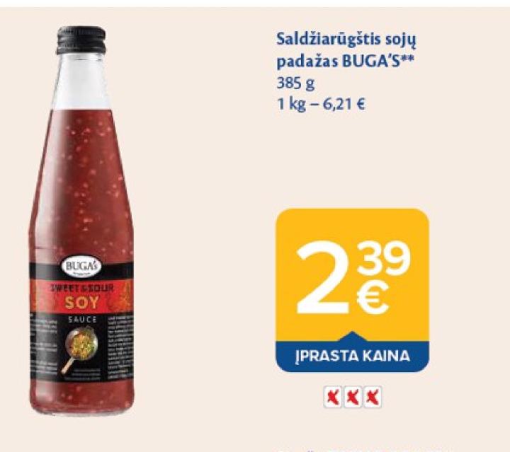 Saldžiarūgštis sojų padažas BUGAS', 385 g