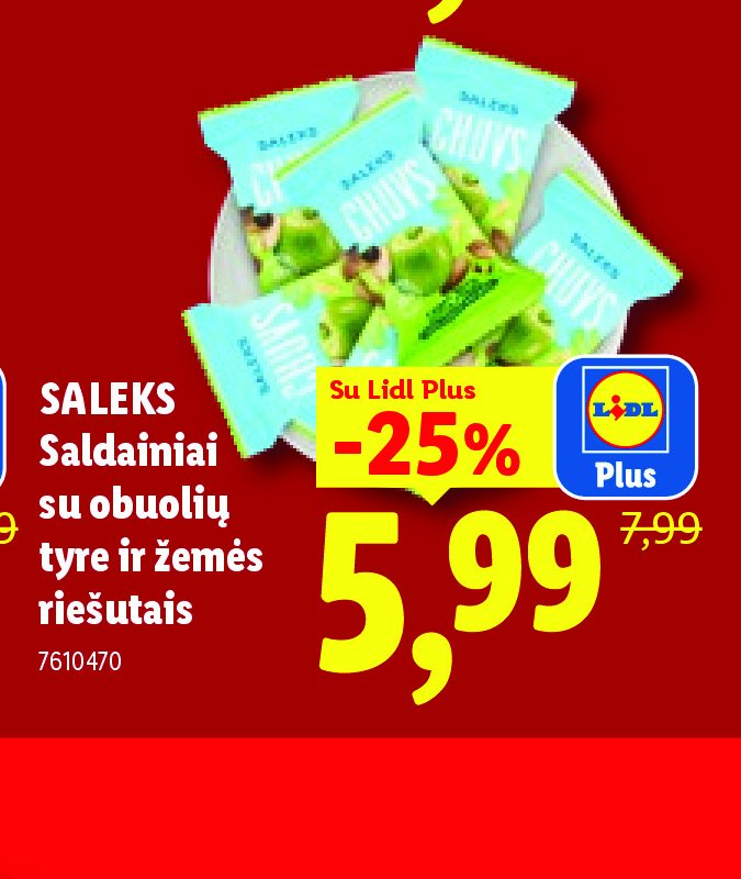 SALEKS Saldainiai su obuolių tyre ir žemės riešutais
