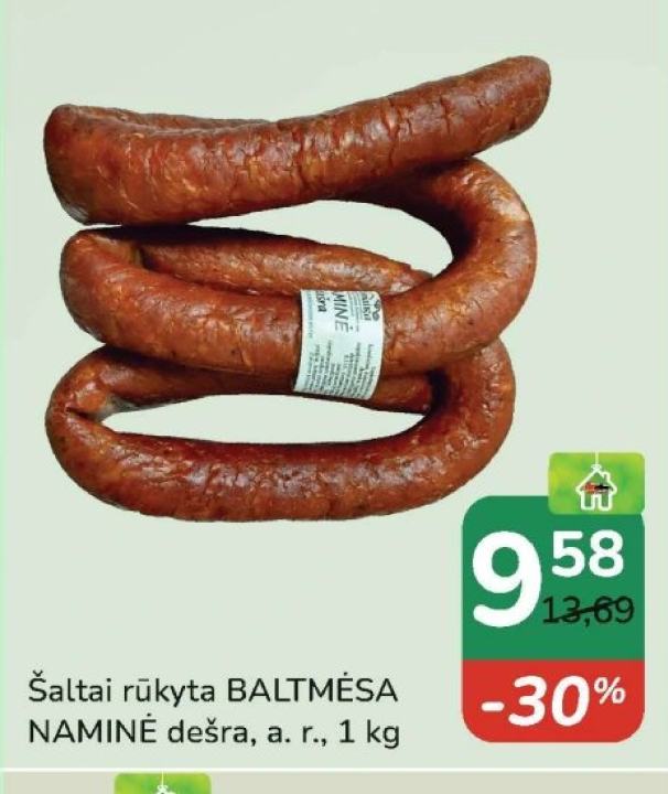 Šaltai rūkyta BALTMĖSA NAMINĖ dešra, 1 kg