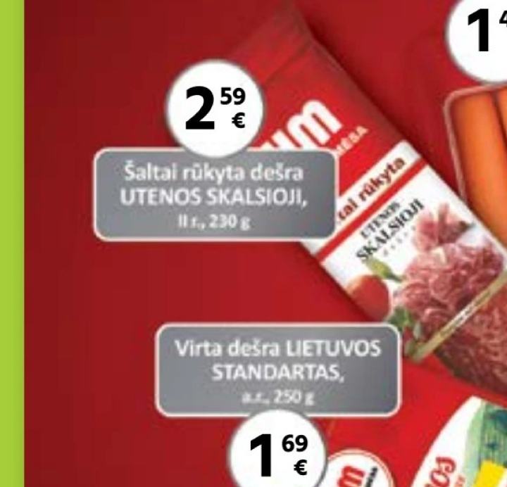 Šaltai rūkyta dešra UTENOS SKALSIOJI, 230 g
