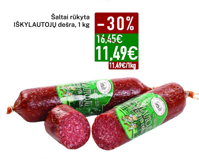 Šaltai rūkyta IŠKYLAUTOJŲ dešra, 1 kg