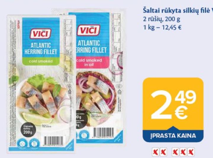 Šaltai rūkyta silkių filė VIČI, 200 g