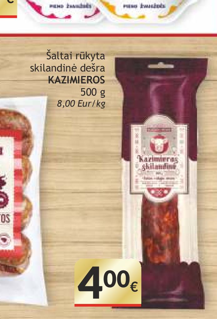 Šaltai rūkyta skilandine dešra KAZIMIEROS, 500 g