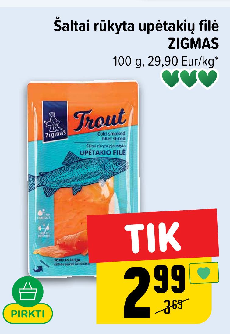 Šaltai rūkyta upėtakių filė ZIGMAS, 100 g