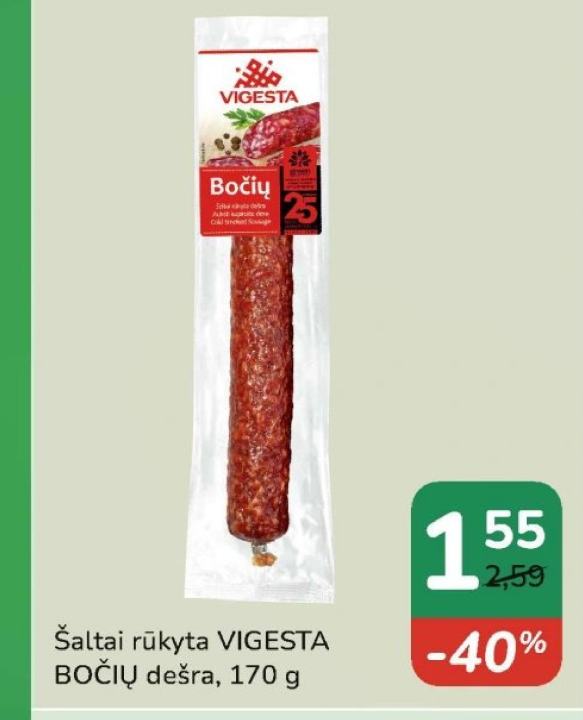Šaltai rūkyta VIGESTA BOČIŲ dešra, 170 g