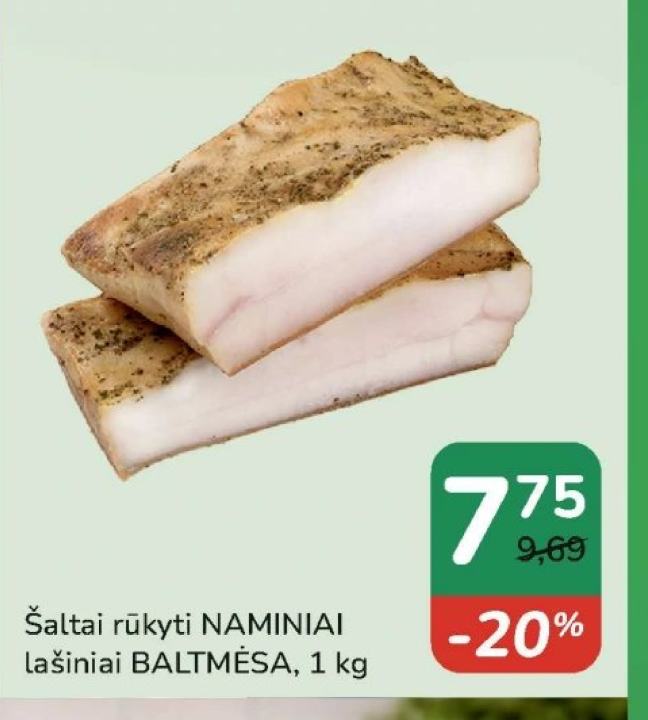 Šaltai rūkyti NAMINIAI lašiniai BALTMĖSA, 1 kg