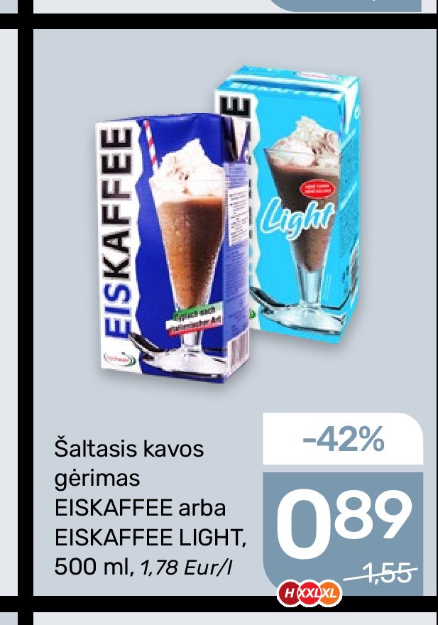 Šaltasis kavos gėrimas EISKAFFEE arba EISKAFFEE LIGHT, 500 ml