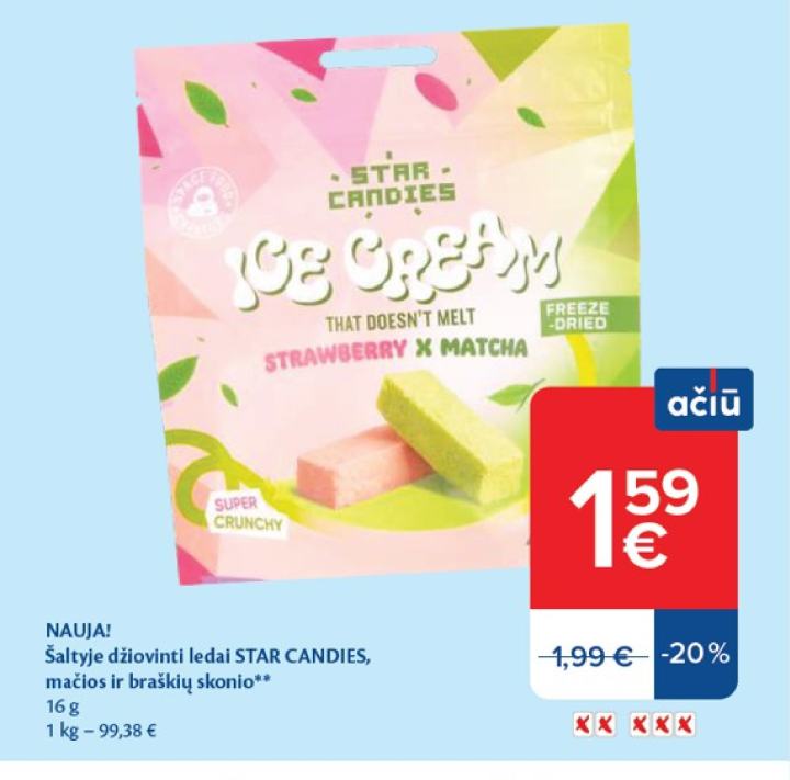 Šaltyje džiovinti ledai STAR CANDIES, 16 g