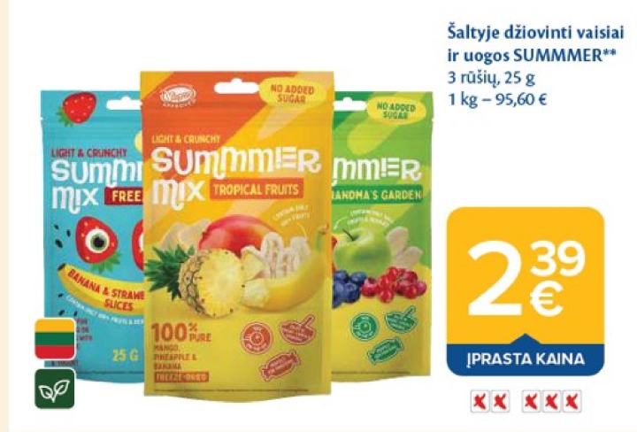 Šaltyje džiovinti vaisiai ir uogos SUMMMER, 25 g